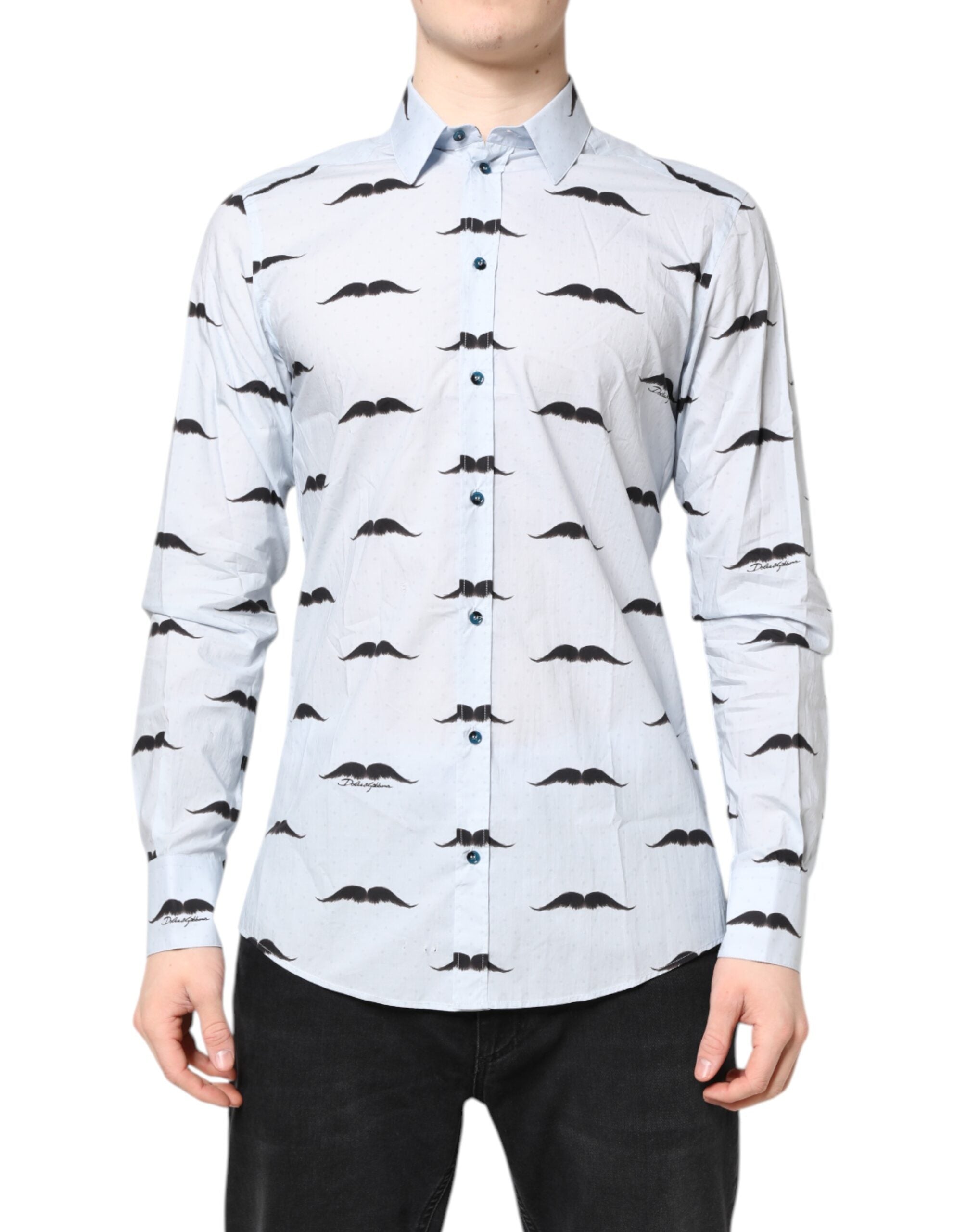 Dolce & Gabbana Light Blue Cotton Shirt MARTINI Formal Dress Shirt